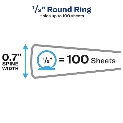 Avery Standard View 3 Ring Binder, 0.5" Round Rings, 100-Sheet Capacity, 2.64 cm (0.7 Inch) Spine | Black, 1-Pack thumbnail 2