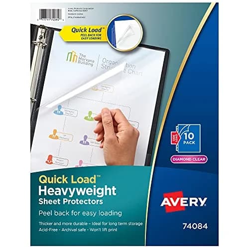 Avery Diamond Clear Quick Load Sheet Protectors 8.5" x 11" (10-Pack) | Top & Side Load for Easy Access thumbnail 1
