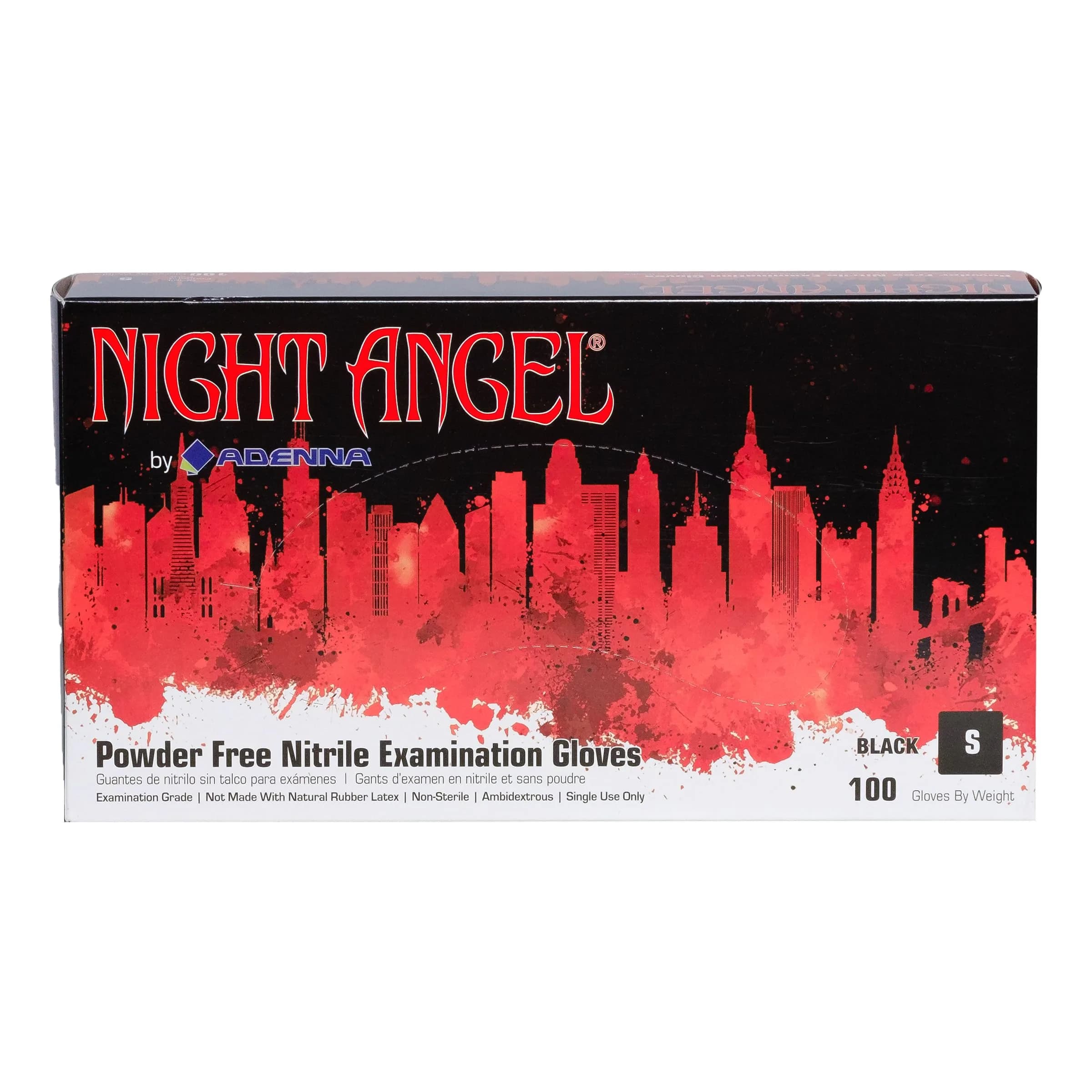 Adenna Night Angel Black Nitrile Exam Gloves 4 mil X-Large | Powder-Free, Textured Grip, Medical-Grade — X-Large