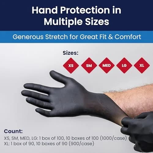Adenna Night Angel Black Nitrile Exam Gloves 4 mil X-Large | Powder-Free, Textured Grip, Medical-Grade thumbnail 5