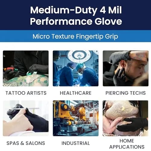 Adenna Night Angel Black Nitrile Exam Gloves 4 mil X-Large | Powder-Free, Textured Grip, Medical-Grade thumbnail 6