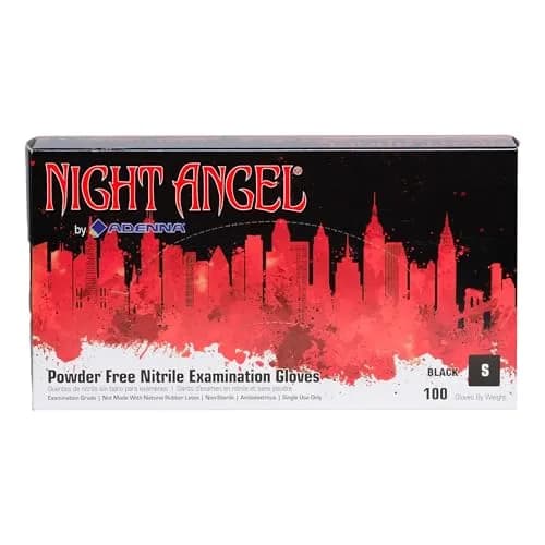 Adenna Night Angel 4 mil Nitrile Powder Free Exam Gloves (Black, Medium) | Superior Dexterity & Comfort - main product image