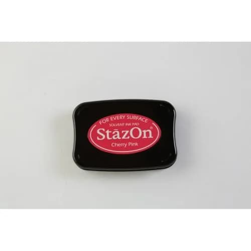Tsukineko Full-Size StazOn Multi-Surface Inkpad, Cherry Pink | Solvent-Based Ink for Non-Porous Surfaces thumbnail 1