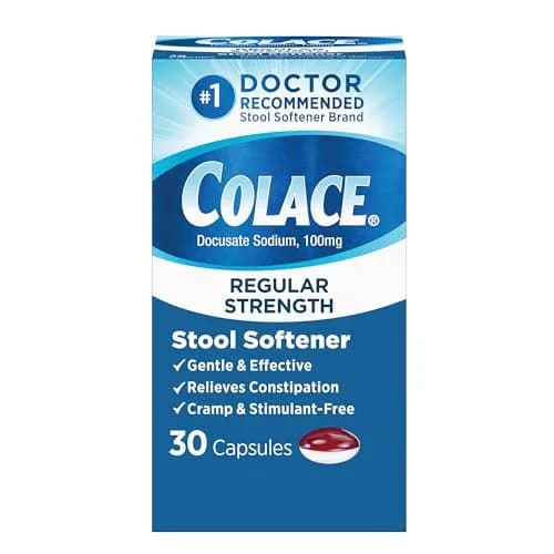 Colace Stool Softener Capsules 100 mg (30 Count) | Gentle Constipation Relief thumbnail 1