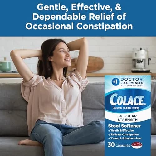 Colace Stool Softener Capsules 100 mg (30 Count) | Gentle Constipation Relief thumbnail 3