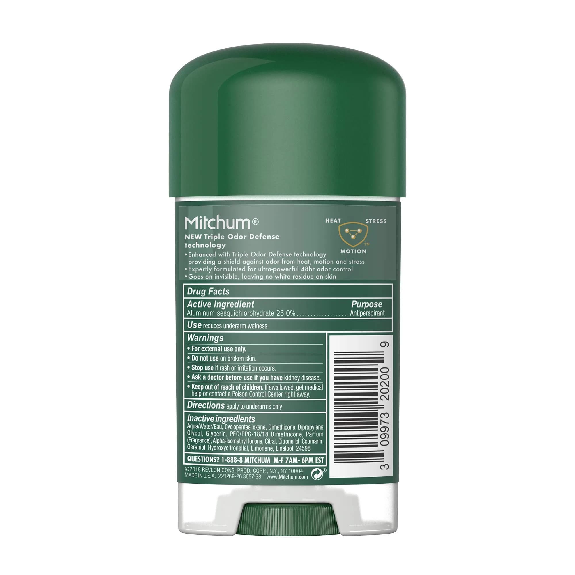 Mitchum Men's Antiperspirant Deodorant Stick, Triple Odor Defense Gel, 48 Hr Protection, Mountain Air, 64g (2.25 oz) | Clinically Proven Wetness Protection - view 2