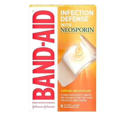 Band-Aid Adhesive Bandages Infection Defense Extra Large 8 Count | Sterile Wound Care with Neosporin thumbnail 1