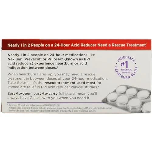 Gelusil Antacid & Anti Gas Tablets for Heartburn Relief, Acid Reflux, Bloating and Gas, Cool Mint - 100ct Blister Pack | Fast Relief & Safe for Night Use thumbnail 4