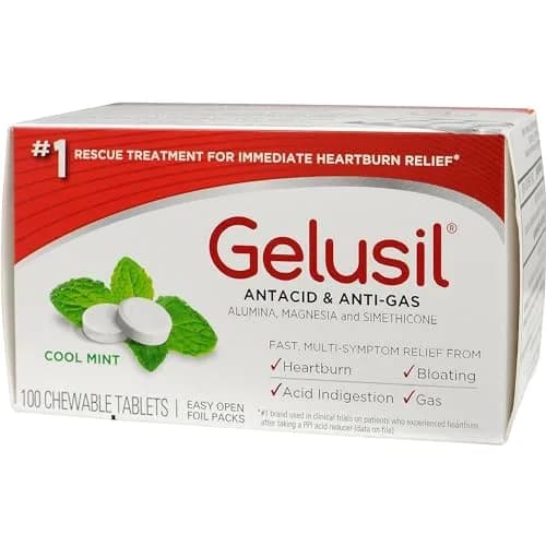 Gelusil Antacid & Anti Gas Tablets for Heartburn Relief, Acid Reflux, Bloating and Gas, Cool Mint - 100ct Blister Pack | Fast Relief & Safe for Night Use thumbnail 9