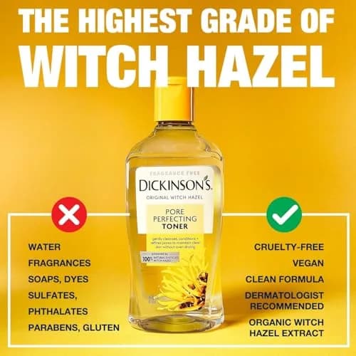 Dickinson's Original Witch Hazel Pore Perfecting Toner 473ml (16 Fl Oz) | Natural Distilled Witch Hazel for Pores thumbnail 4