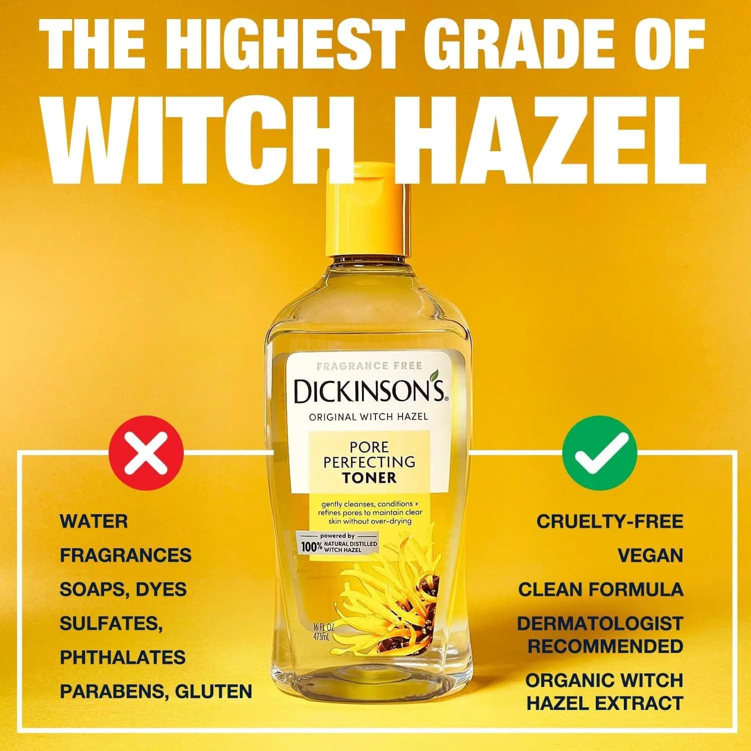 Dickinson's Original Witch Hazel Pore Perfecting Toner 473ml (16 Fl Oz) | Natural Distilled Witch Hazel for Pores - view 4