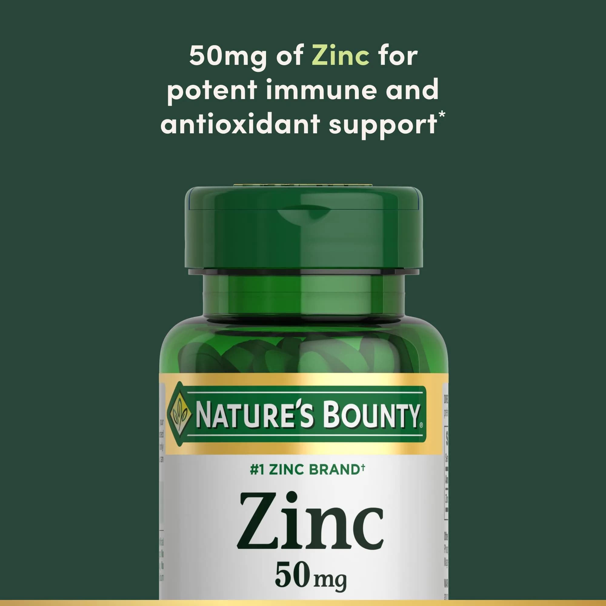 Nature's Bounty Zinc 50mg 100 Count Caplets | Supports Immune System, Skin Health & Antioxidant Function - view 3