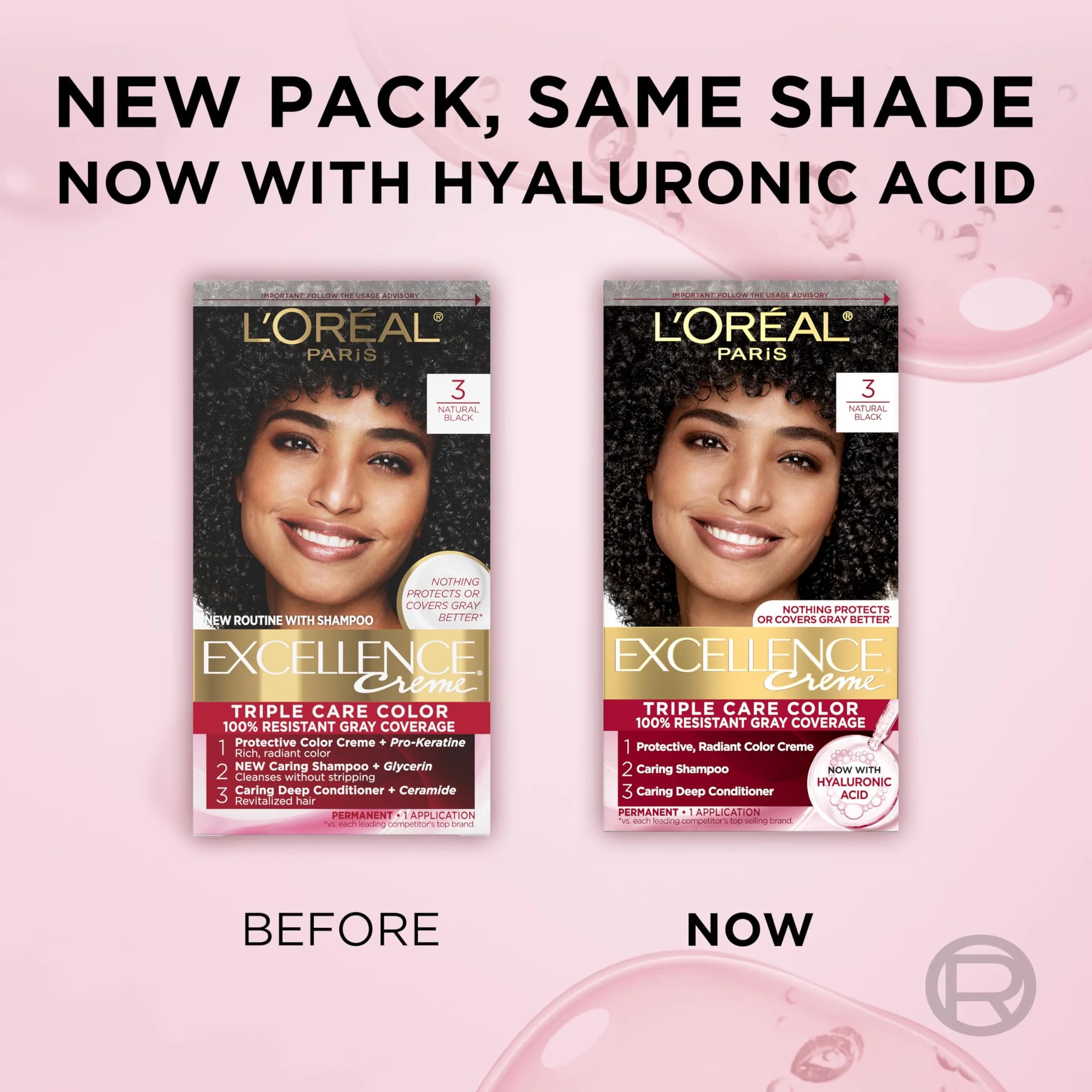 L'Oreal Paris Excellence Crème Permanent Hair Dye 3 Natural Black | Triple Care Color Routine with Hyaluronic Acid for 100% Gray Coverage - view 9