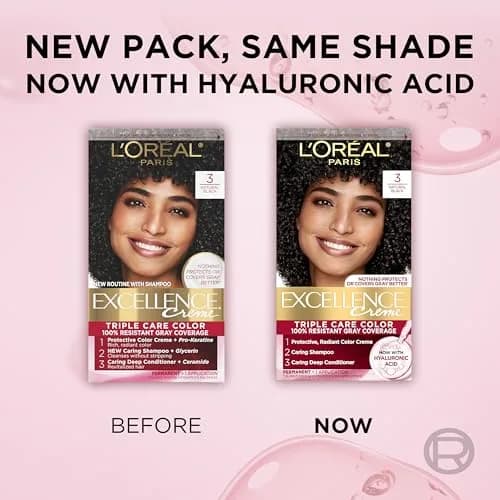 L'Oreal Paris Excellence Crème Permanent Hair Dye 3 Natural Black | Triple Care Color Routine with Hyaluronic Acid for 100% Gray Coverage thumbnail 9