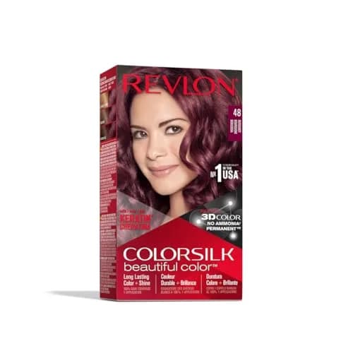 REVLON Colorsilk Beautiful Color Permanent Hair Dye 48 Burgundy | 100% Gray Coverage Ammonia-Free Keratin Infused thumbnail 1