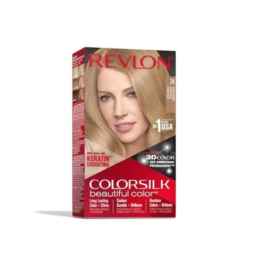 REVLON ColorSilk Haircolor, Medium Blonde 74 (204ml / 6.9 Fl Oz) | Ammonia-Free Permanent Hair Dye thumbnail 1
