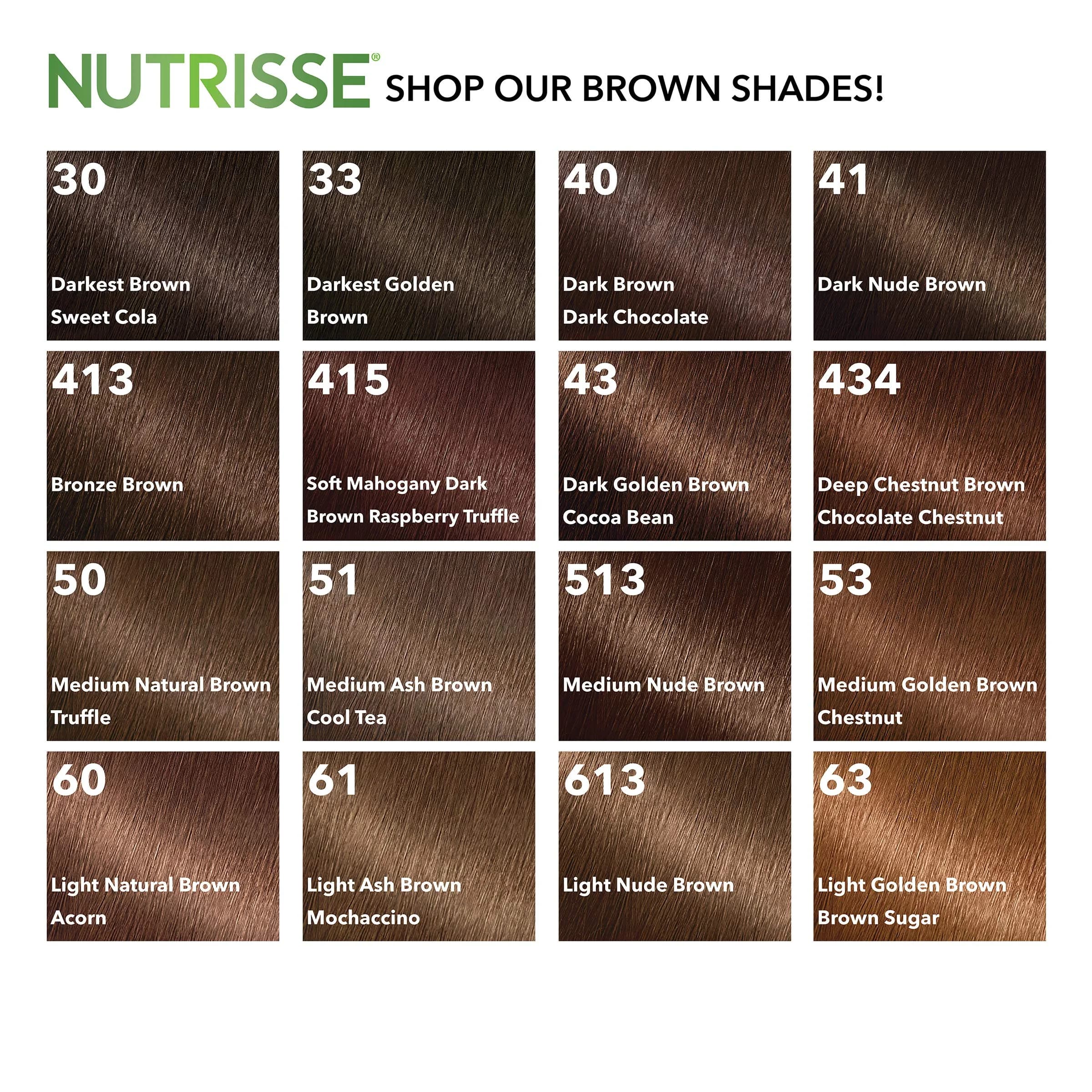 Garnier Nutrisse Nourishing Hair Color Creme, 50 Medium Natural Brown (Truffle) 4.13 fl oz (122 ml) | Permanent Grey Coverage - view 5