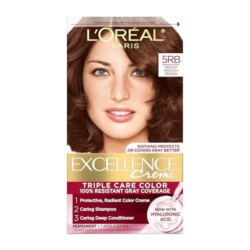 L'Oreal Paris Excellence Crème Permanent Hair Dye 5RB Medium Reddish Brown | Triple Care Color Routine with Hyaluronic Acid thumbnail 1