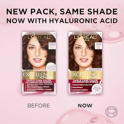 L'Oreal Paris Excellence Crème Permanent Hair Dye 5RB Medium Reddish Brown | Triple Care Color Routine with Hyaluronic Acid thumbnail 9