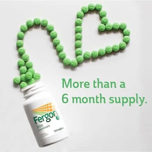 Fergon Iron Highly Soluble & Easily Digested, 27 mg Iron, 100 Tablets | Supports Red Blood Cell Production & Iron Deficiency thumbnail 3
