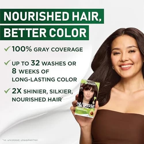 Garnier Nutrisse Ultra Crème Hair Color 30 Darkest Brown | 100% Gray Coverage & Nourishing Fruit Oils thumbnail 4