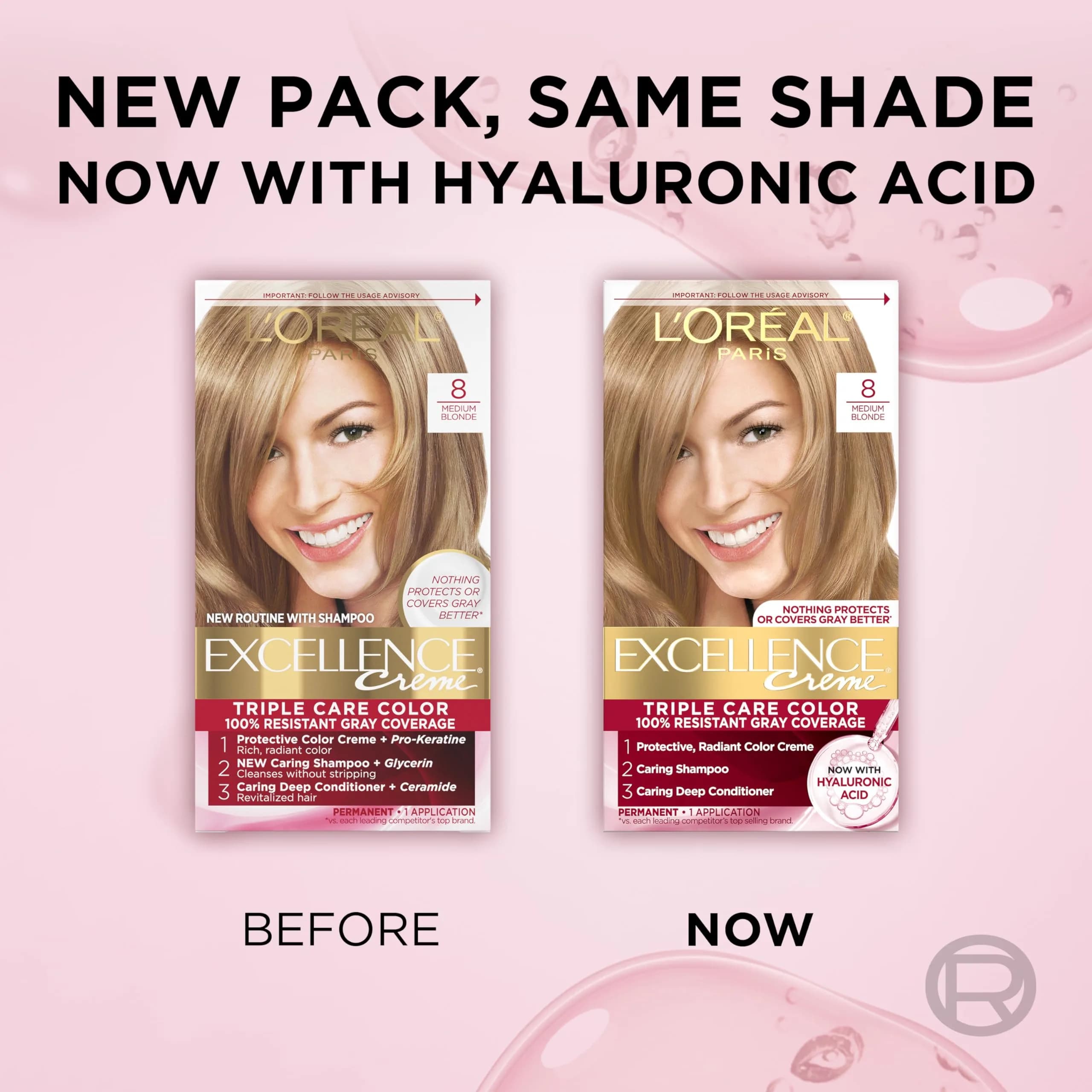 L'Oreal Paris Excellence Crème Permanent Hair Dye 8 Medium Blonde | Triple Care Color with Hyaluronic Acid - view 9