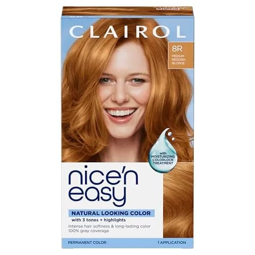 Clairol Nice'n Easy Permanent Hair Dye 7 Dark Blonde 3-Pack | 100% Gray Coverage — 8R Medium Reddish Blonde / 6.26 Fl Oz
