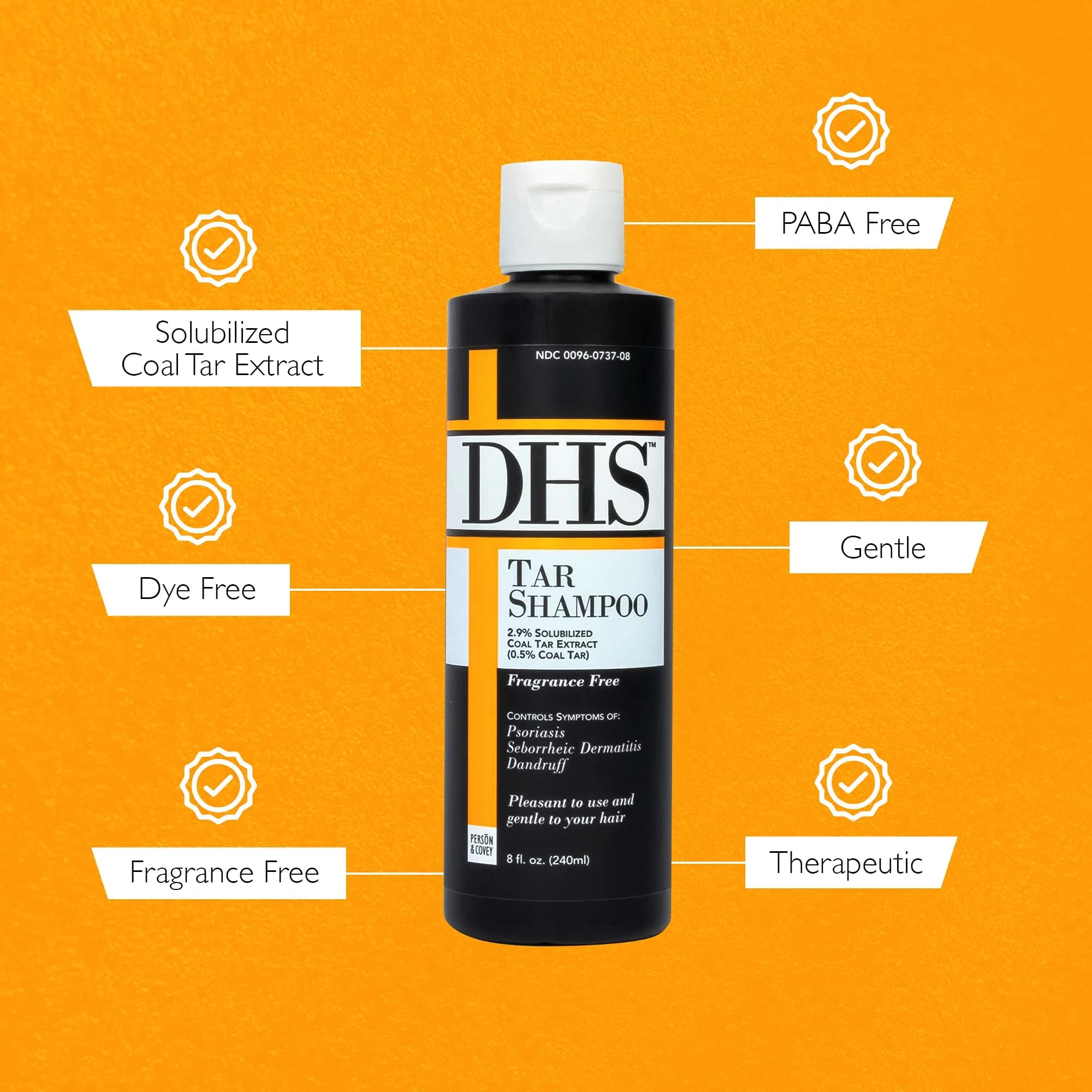 DHS Tar Shampoo 240ml (8 Fl Oz) | Controls Scalp Itching, Flaking & Dermatitis - view 4