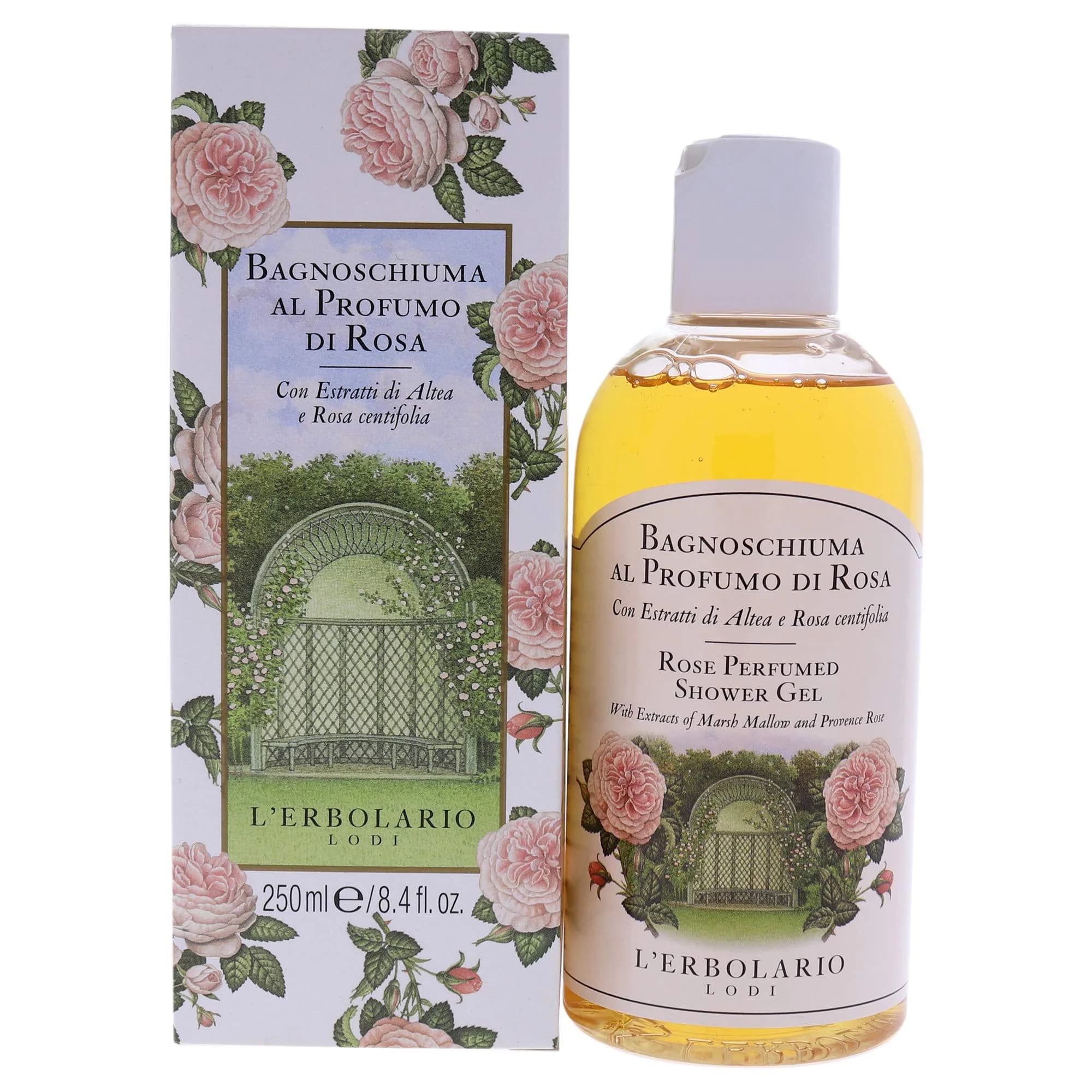 L'Erbolario Perfumed Shower Gel – Soothing Body Soap with Marsh Mallow – Protecting and Toning Body Wash with Amber Floral Fragrance - Rose - 8.4 oz — Cranberry