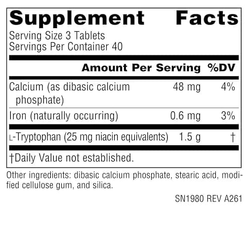 Source Naturals L-Tryptophan 500mg | Supports Mood & Sleep, 120 Tablets thumbnail 2