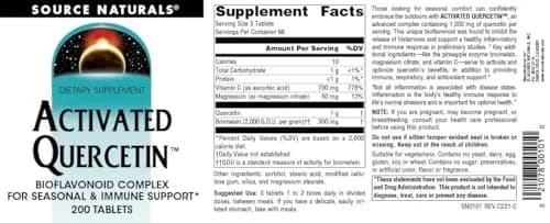 Source Naturals Activated Quercetin - 200 Tablets | Plant-Derived Bioflavonoid for Immune & Seasonal Support thumbnail 5