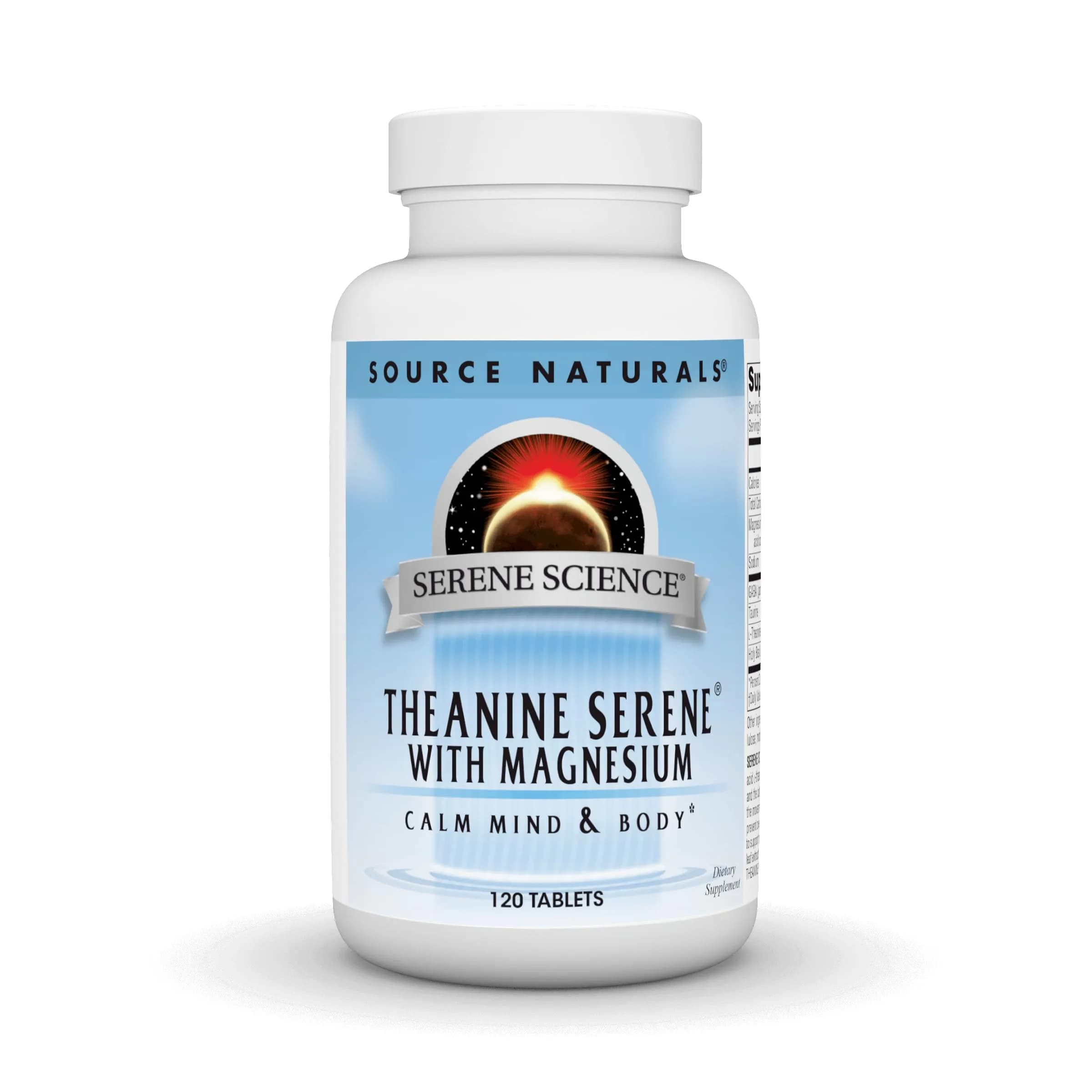 Source Naturals Serene Science Theanine Serene with Magnesium - 120 Tablets | Supports Relaxation & Focus — White