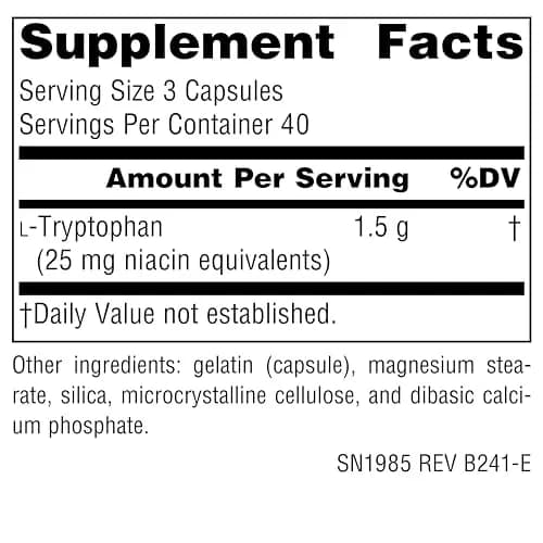 Source Naturals L-Tryptophan 500mg - 120 Capsules | Supports Relaxation & Sleep thumbnail 2