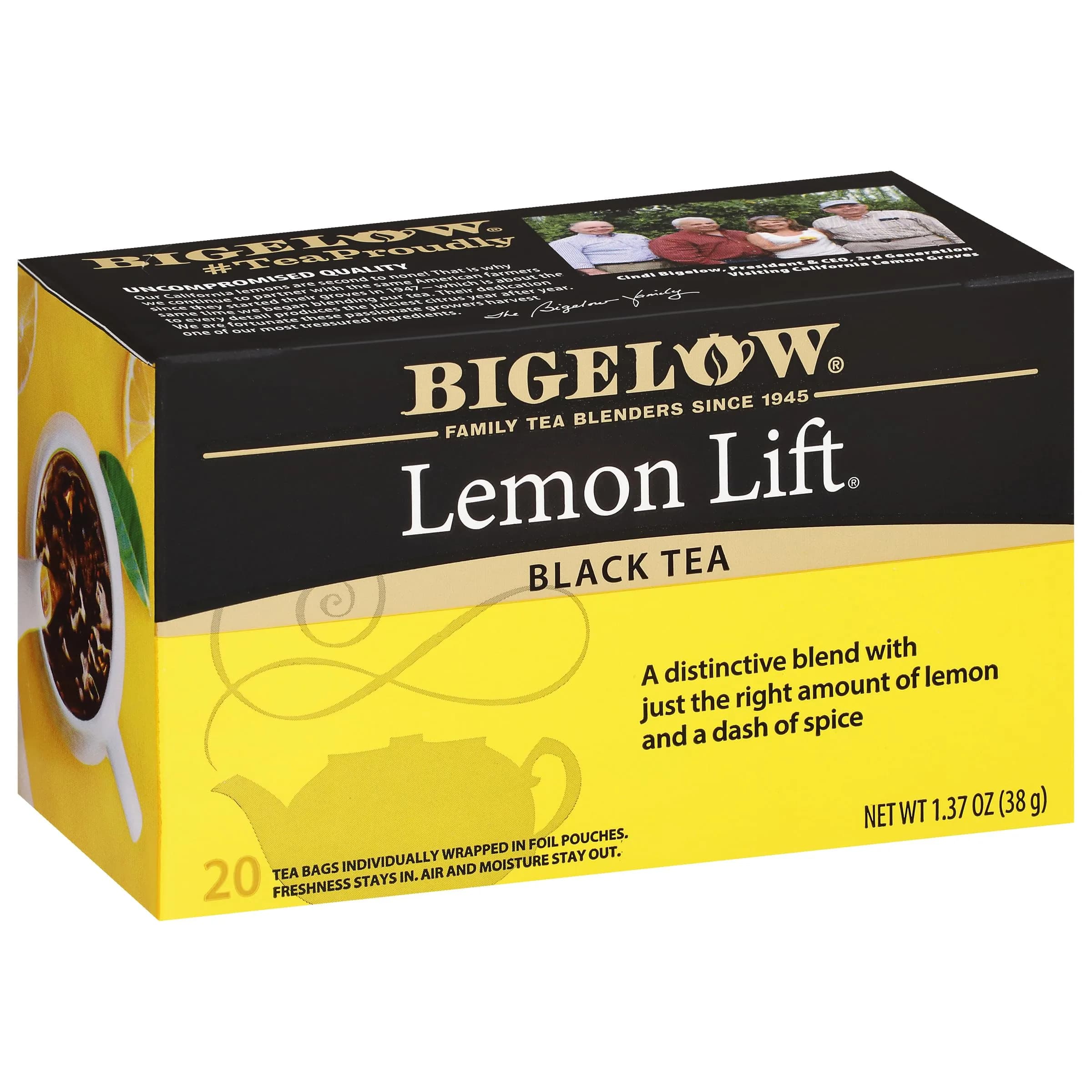 Bigelow Tea Lemon Lift Black Tea Bags Box, 120g (6 x 20 Count) | Lemon Twist & Spices for Refreshing Hot or Iced Drink