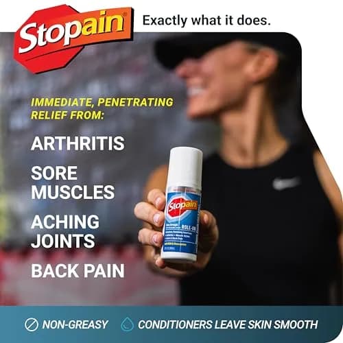 Stopain Pain Relief Roll-On Gel 88.7 ml (3 Fl Oz) | Menthol 8% Topical Analgesic for Arthritis & Muscle Pain thumbnail 2