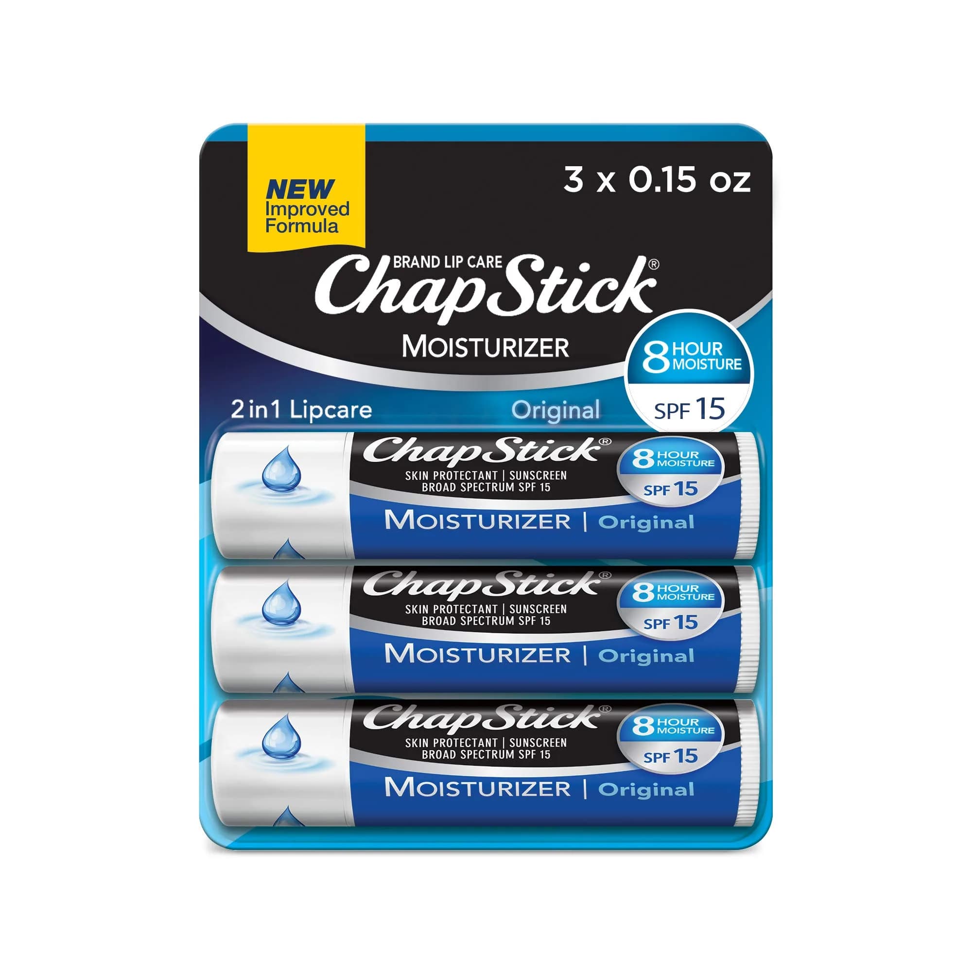 ChapStick Moisturizer Original Lip Balm Tubes SPF 15 0.15 Oz | Hydrating & Skin Protectant