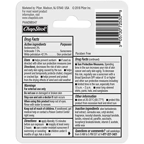 ChapStick Moisturizer Original Lip Balm Tubes SPF 15 0.15 Oz | Hydrating & Skin Protectant thumbnail 3