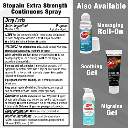 Stopain Pain Relief Spray 4oz | Fast-Acting Max Strength Topical Analgesic for Arthritis & Muscle Pain thumbnail 6