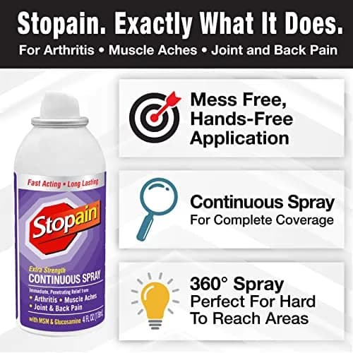 Stopain Pain Relief Spray 4oz | Fast-Acting Max Strength Topical Analgesic for Arthritis & Muscle Pain thumbnail 2
