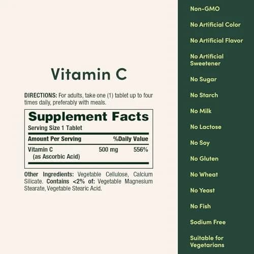 Nature's Bounty Vitamin C 500mg Tablets 250 Count (113g) | Immune Support & Antioxidant Power thumbnail 5