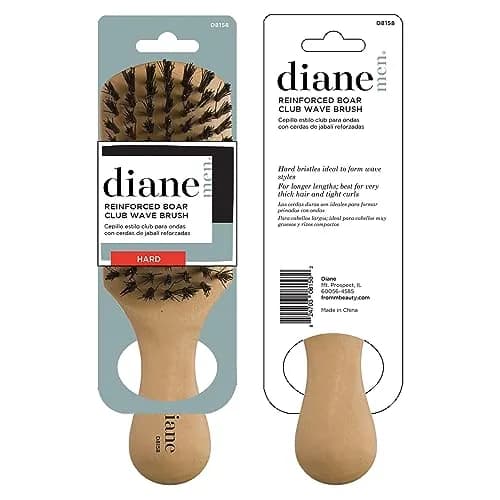 Diane Reinforced Boar Bristle Club Wave Brush for Men and Barbers – Hard Bristles for Thick to Coarse Hair – Use for Detangling, Smoothing, Wave Styles, Restore Shine and Texture | Durable, Natural Oil Distribution (120 chars) thumbnail 5