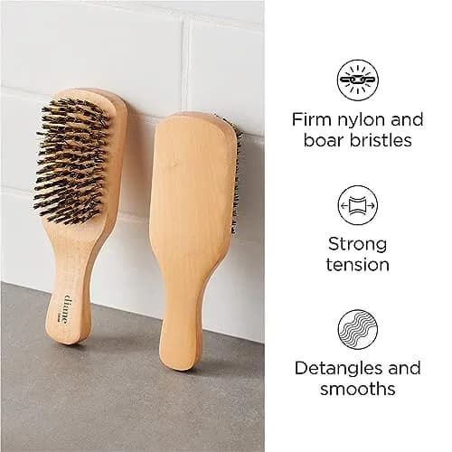 Diane Reinforced Boar Bristle Club Wave Brush for Men and Barbers – Hard Bristles for Thick to Coarse Hair – Use for Detangling, Smoothing, Wave Styles, Restore Shine and Texture | Durable, Natural Oil Distribution (120 chars) thumbnail 2