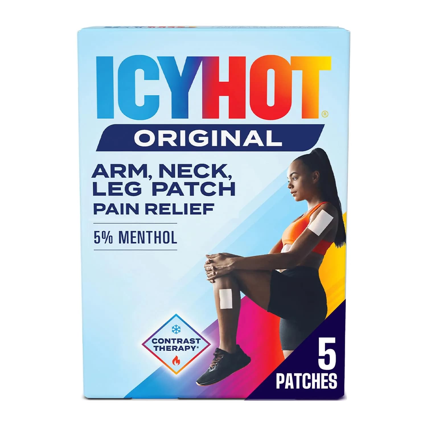Icy Hot Original Pain Relief Patches Medium Size 5 Count (0.6 oz) | FDA Approved Medication for Backaches, Joints, Muscle Strains and Arthritis — White