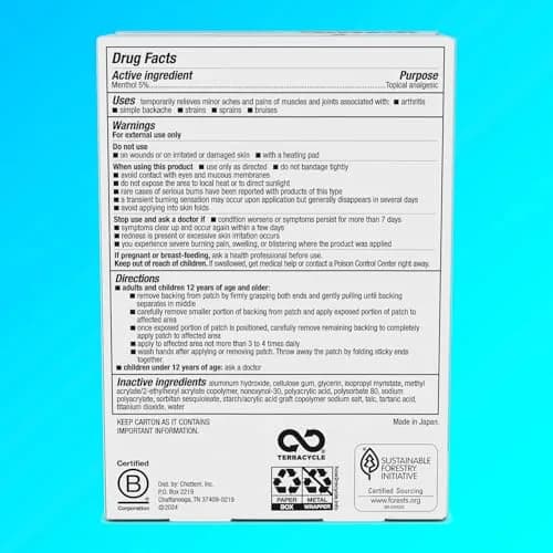Icy Hot Original Pain Relief Patches Medium Size 5 Count (0.6 oz) | FDA Approved Medication for Backaches, Joints, Muscle Strains and Arthritis thumbnail 2