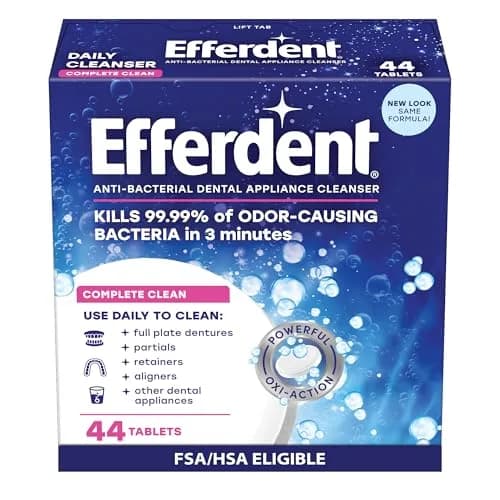 Efferdent Denture Cleaner Tablets Complete Clean 44 Count | Kills 99.99% Bacteria in 3 Minutes thumbnail 1