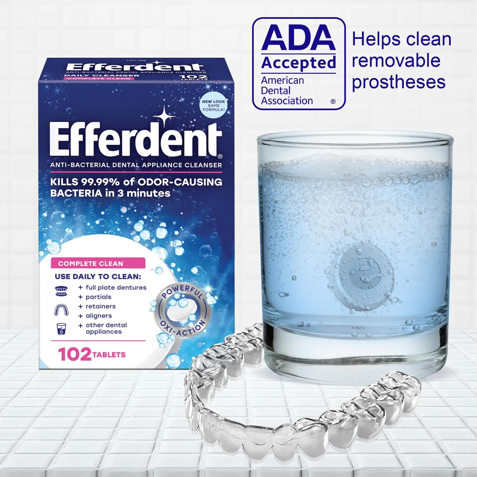 Efferdent Denture Cleaner Tablets Complete Clean 44 Count | Kills 99.99% Bacteria in 3 Minutes - view 4
