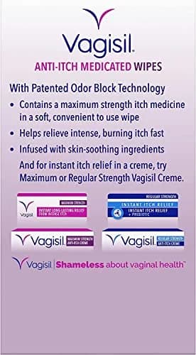 Vagisil Anti-Itch Medicated Feminine Wipes, Max Strength, 12 Wipes (1 Pack) | Fast Relief for Intense Vaginal Itching thumbnail 8