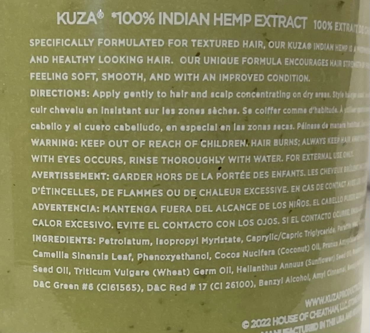 Kuza 100% Indian Hemp Hair & Scalp Treatment 7.7oz (228ml) | Natural Moisturizing Formula for Textured Hair - view 3