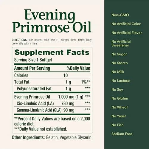Nature's Bounty Evening Primrose Oil 1000mg 60 Count Softgels | Promotes Women's Health thumbnail 5