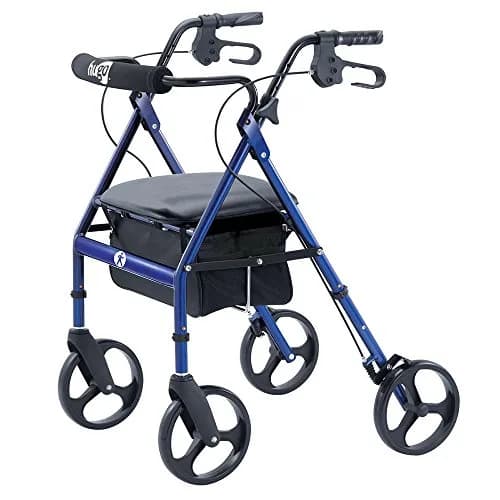 Hugo Mobility Portable Rollator Walker with Seat, Backrest and 8 Inch Wheels, Blue | Lightweight Support for Active Adults thumbnail 1